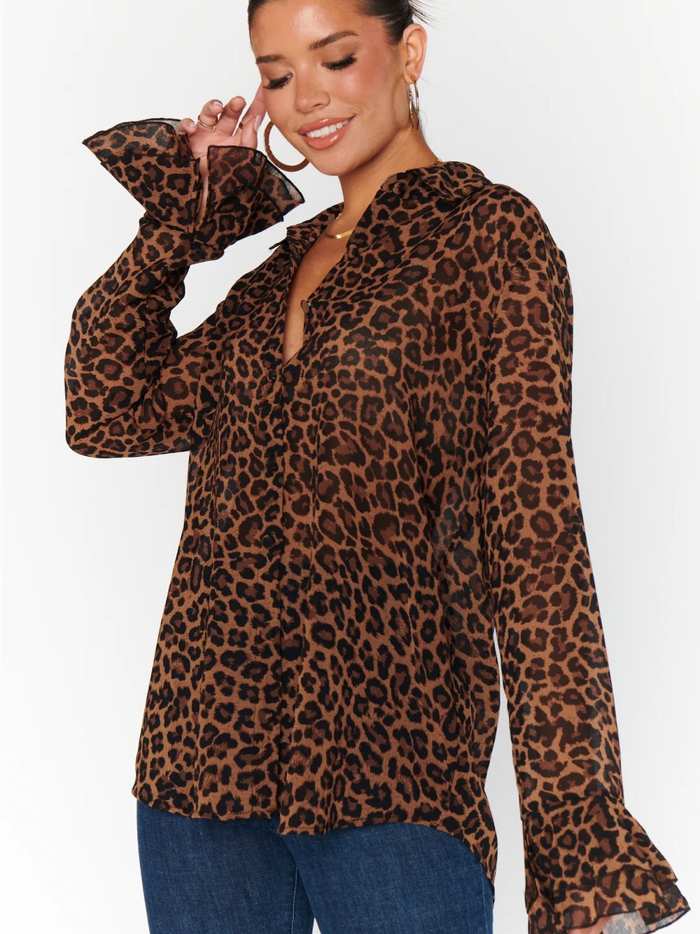 Show Me Your MuMu Brown and Black Leopard Print Button-Up